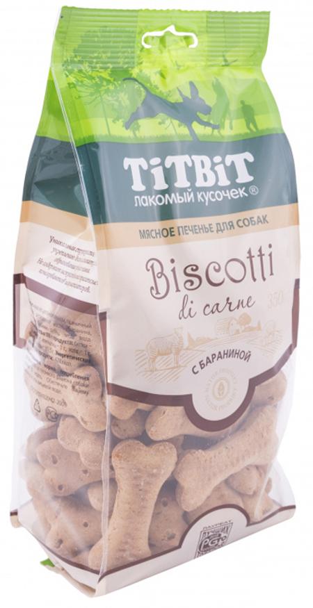 Лакомство TiTBiT Бискотти печенье для собак, с бараниной, 350 г
