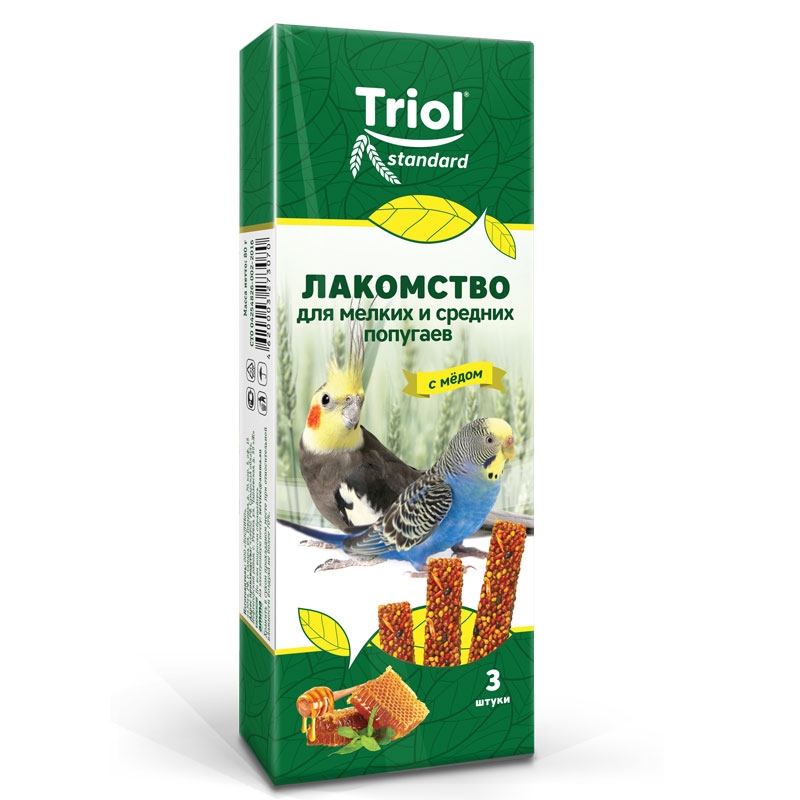 Triol лакомство Standard для мелких и средних попугаев с мёдом, упаковка 3 шт, 80 г