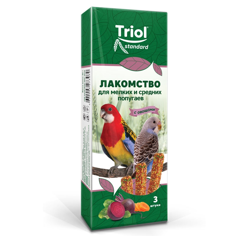 Triol лакомство Standard для мелких и средних попугаев с овощами, упаковка 3 шт, 80 г