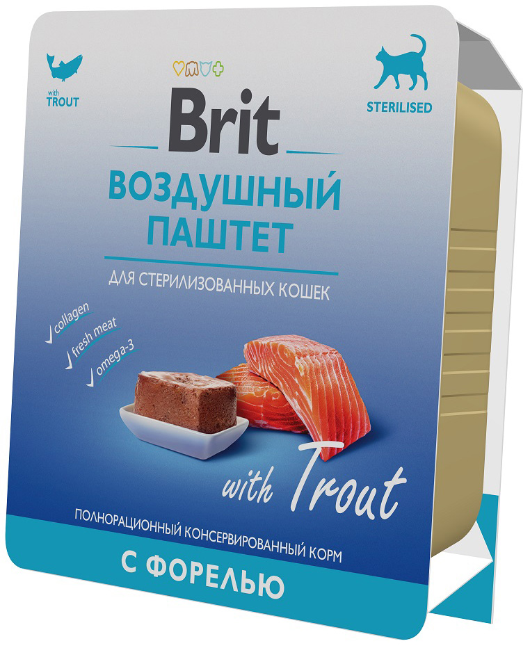Корм Brit Sterilised Trout (паштет) для стерилизованных кошек, с форелью, 100