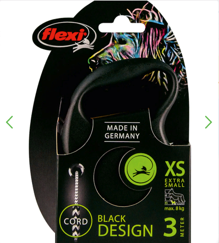 Рулетка Flexi Black Design XS (до 8 кг) 3 м трос черный/серебро