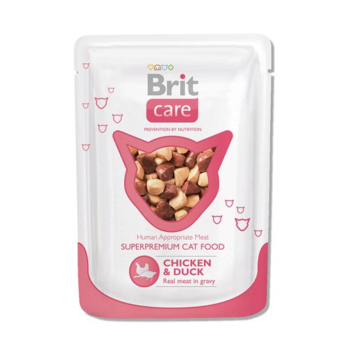 Корм Brit Care Chicken &amp; Duck (в соусе) для кошек, курица и утка 80 г