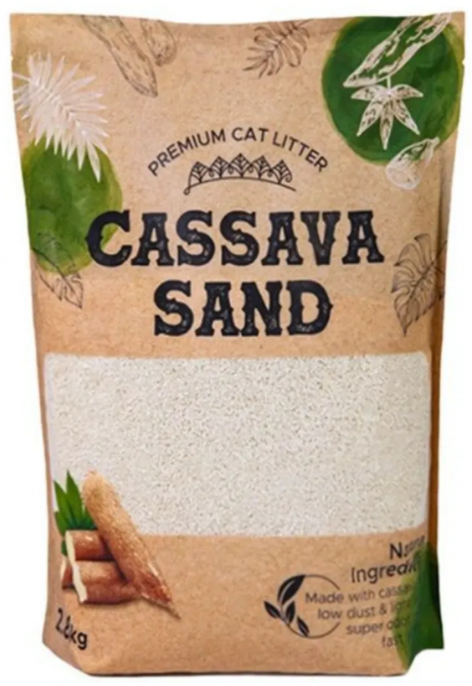 Наполнитель CASSAVA SAND PREMIUM - Комкующийся Бионаполнитель из Касавы, 2,8 кг