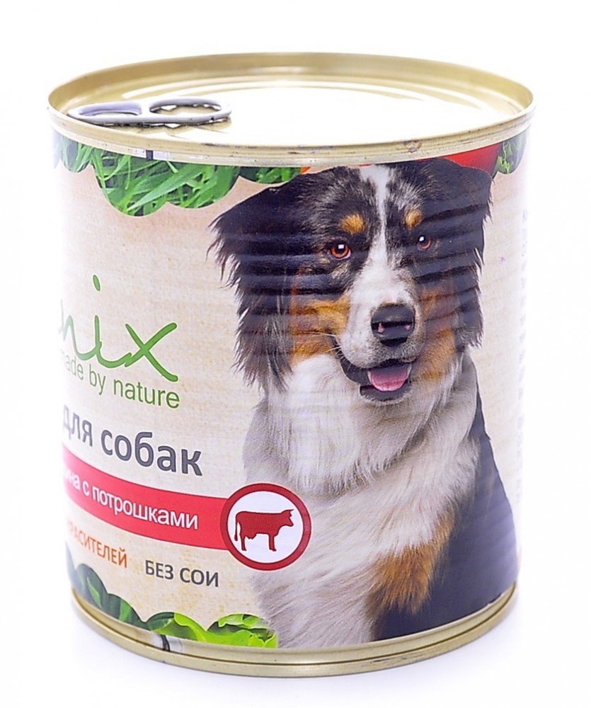 Влажный корм для собак Organix с говядиной и потрошками 750 г