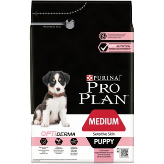 Корм Purina Pro Plan для щенков средних пород с чувствительной кожей, лосось и рис