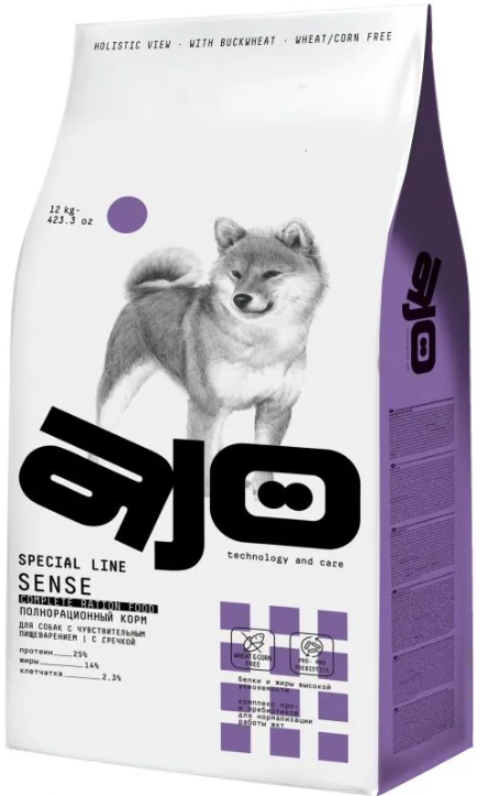 Ajo Dog Sense корм для собак средних и крупных пород с ЧУВСТВИТЕЛЬНЫМ пищеварением с Индейкой с Ягненком