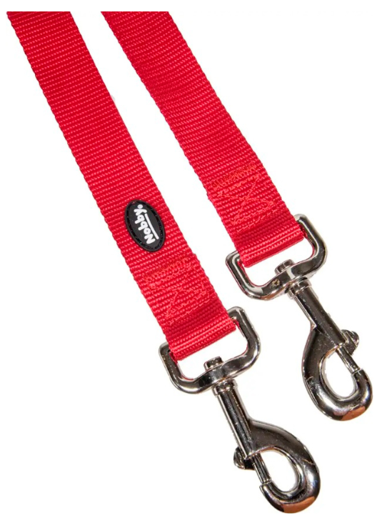 Nobby Поводок-сворка Classic для собак, нейлон, красный, длина 2х40 см, ширина 1.5 см