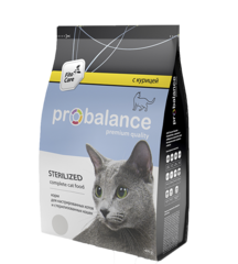 Корм для кошек ProBalance Sterilized для стерилизованных кошек и кастрированных с курицей и рисом 1,8 кг