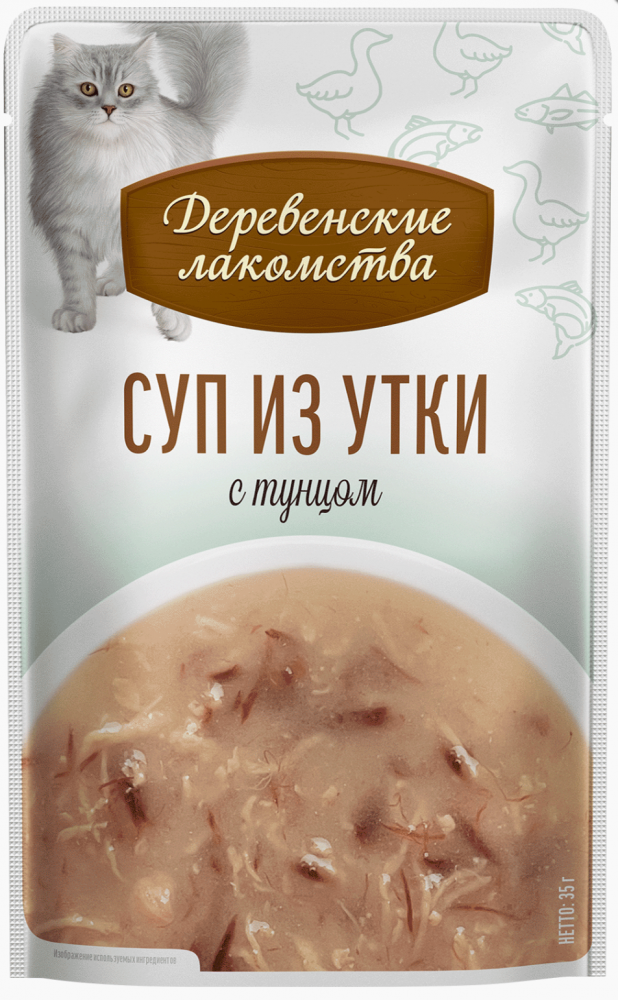 НАБОР Деревенские лакомства Утка и тунец : СУП 4*35 г для кошек