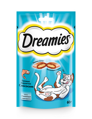 Лакомство для кошек Dreamies лакомые подушечки с лососем 60 г