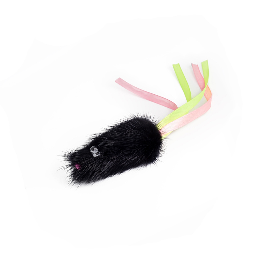 Tappi Игрушка мышь Саваж для кошек, из натурального меха норки с хвостом из лент