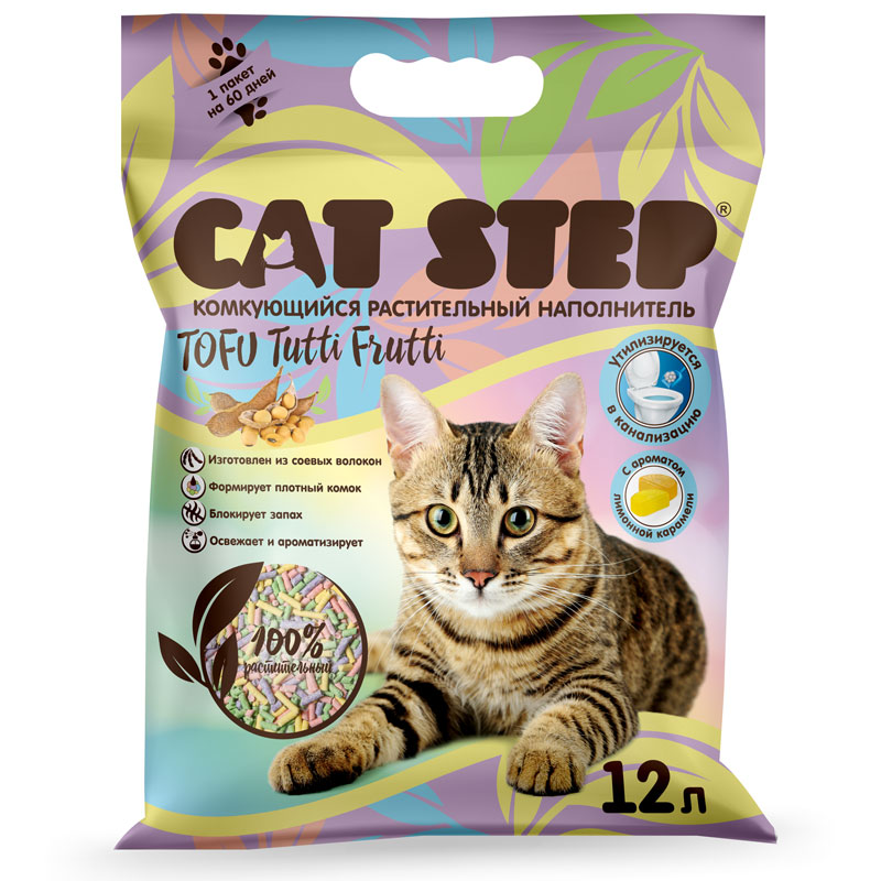 Наполнитель для кошек Cat Step Tofu Tutti Frutti комкующийся растительный 12 л-5,62кг
