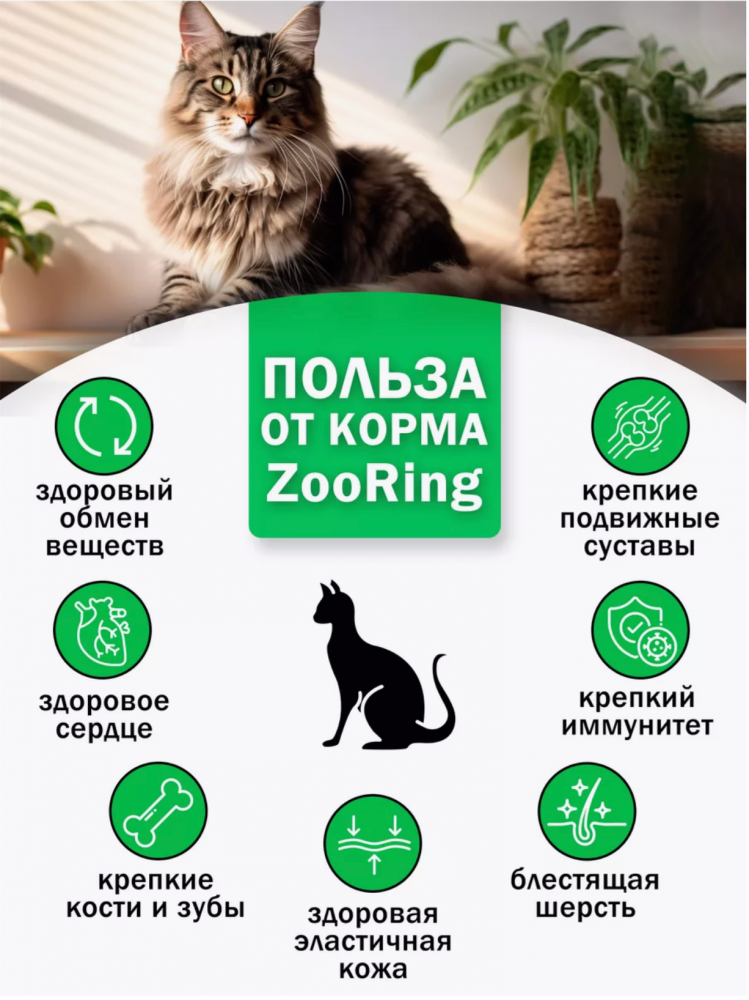 Корм Зооринг АДУЛЬТ УТКА с шиповником для кошек