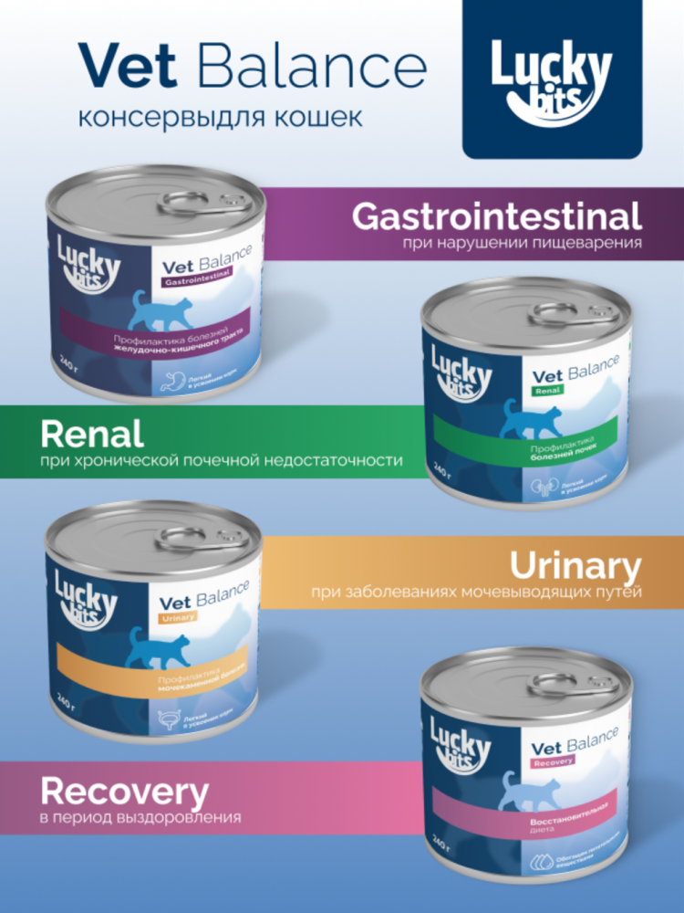 Консервы для кошек Lucky bits Renal профилактика при хронической почечной недостаточности, 240 г