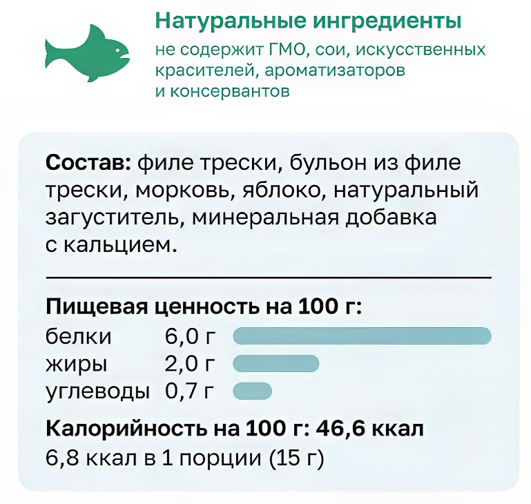 Лакомство Organix Крем-суп для котят и кошек, треска, (5 шт х 15 г), 75 г