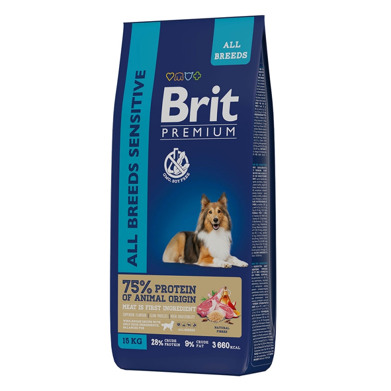 Brit Premium Dog Sensitive с ягненком и индейкой для взрослых собак всех пород с чувствительным пищеварением