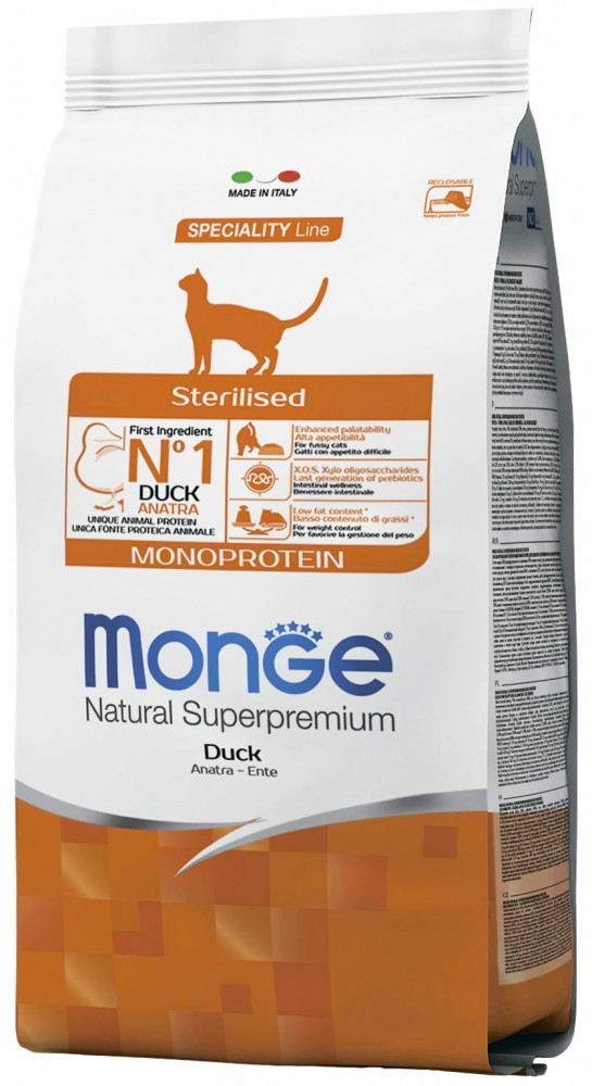 Корм для кошек РАЗВЕСНОЙ Monge Cat Monoprotein Sterilised корм для стерилизованных с уткой 1 кг