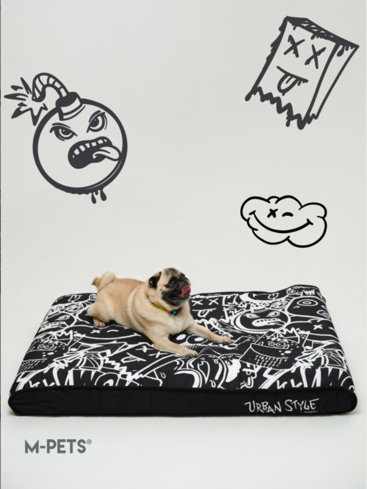 Матрас-лежанка Mpets URBANSTYLE черно-белый L 95x65 x9 см