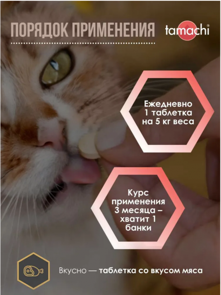 Витамины для кошек Tamachi Taurine для зрения и сердца 100шт