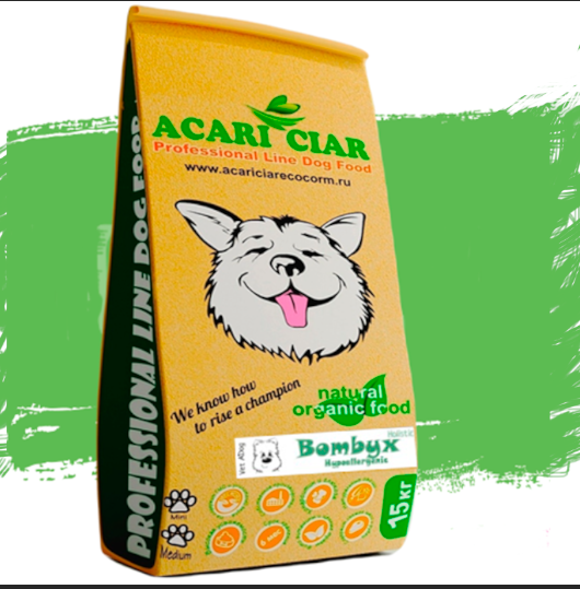 Acari ciar - корм для собак BOMBYX HYPOALLERGENIC для МАЛЫХ пород с шелкопрядом и львинкой 1,2 кг